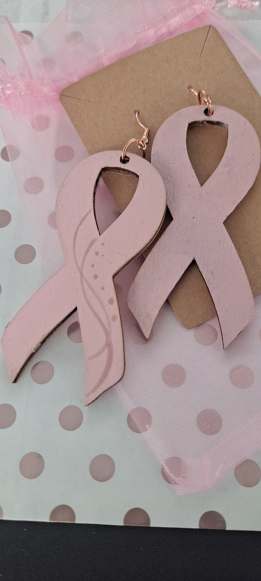 Breast Cancer Ribbon Earrings